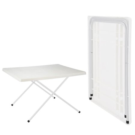 HI Table pliable réglable de camping Blanc 80x60x51/61 cm