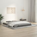 vidaXL Cadre de lit Gris 135x190 cm Bois de pin massif Double