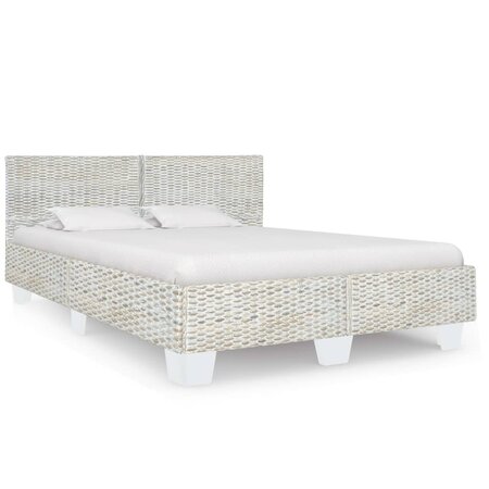 vidaXL Cadre de lit Gris Rotin naturel 160 x 200 cm