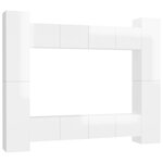 vidaXL Ensemble de meubles TV 8 Pièces Blanc brillant Aggloméré
