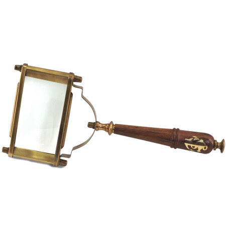 Loupe décorative en laiton  verre et bois