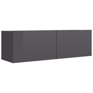 vidaXL Meuble TV Gris brillant 100x30x30 cm Aggloméré