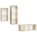 vidaXL Ensemble de meuble TV 3 Pièces Blanc et chêne sonoma Aggloméré