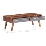 vidaXL Table basse Gris 110x50x40 cm Bois massif