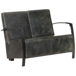 vidaXL Canapé à 2 places Gris Cuir véritable