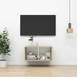 vidaXL Meuble TV mural Chêne sonoma et blanc 37x37x72 cm Aggloméré