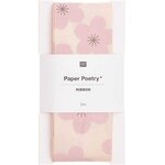 Ruban de taffetas rose poudré - motif Sakura