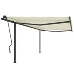vidaXL Auvent automatique rétractable avec poteaux 4x3 5 m Crème