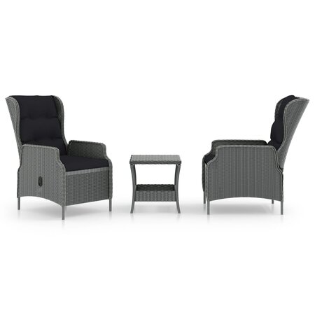 vidaXL Salon de jardin 3 Pièces avec coussins Résine tressée Gris clair