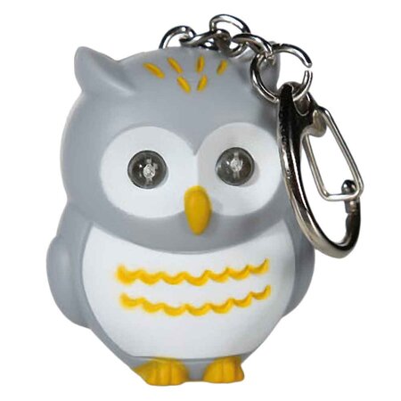 Porte clefs led chouette grise
