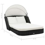 vidaXL Chaise longue avec auvent Résine tressée Noir