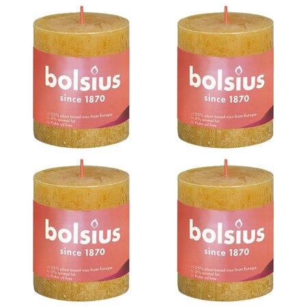 Bolsius Bougies pilier rustiques 4 Pièces 80x68 mm Jaune nid d'abeilles