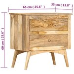 vidaXL Table de chevet 65 x 35 x 60 cm Bois de manguier massif