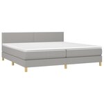 vidaXL Sommier tapissier matelas et LED Gris clair 200x200 cm Tissu