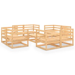 vidaXL Salon de jardin 9 Pièces Bois de pin massif