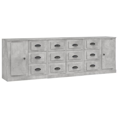 vidaXL Buffets 3 Pièces gris béton bois d'ingénierie