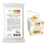 Pâte à sucre blanche 100 g + paillettes dorées