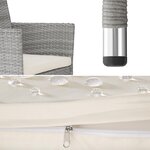 Tectake lot de 2 fauteuils de jardin acier avec 2 sets de housses - gris clair/crème