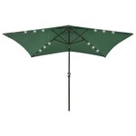 vidaXL Parasol avec LED et mât en acier Vert 2x3 m