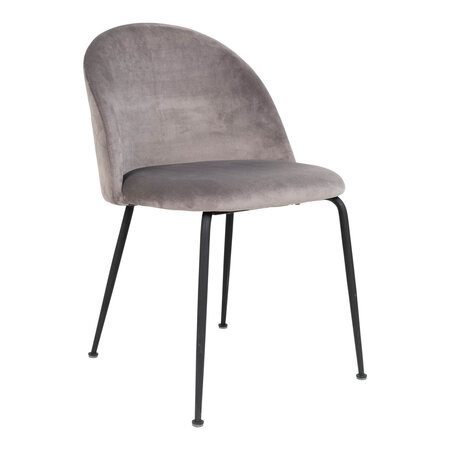 Chaise de salle à manger en velours gris avec pieds noirs