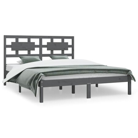 vidaXL Cadre de lit Gris Bois de pin massif 200x200 cm