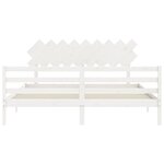 vidaXL Cadre de lit avec tête de lit blanc Super King bois massif