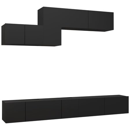 vidaXL Ensemble de meuble TV 6 Pièces Noir Aggloméré
