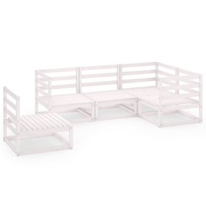vidaXL Salon de jardin 5 Pièces Blanc Bois de pin massif