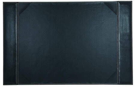 Sous-main 'Elyane' 45x70 cm en polyuréthane et piqûres sellier avec 2 rebords coloris noir SIGN
