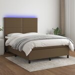 vidaXL Sommier tapissier matelas et LED Marron foncé 140x200 cm Tissu