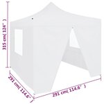vidaXL Tente de réception pliable avec 4 parois 3x3 m Acier Blanc