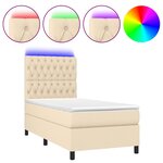 vidaXL Sommier tapissier avec matelas et LED Crème 100x200 cm Tissu