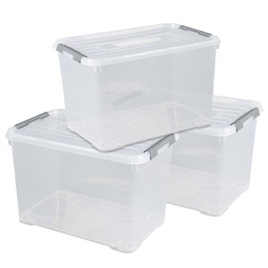 Curver boîte de rangement à couvercle 3 pcs 65 l transparent 240682