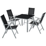 Tectake salon de jardin aluminium 4 places - gris/argent