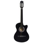 vidaXL Ensemble de guitare découpée classique 12 Pièces 6 cordes Noir 38"