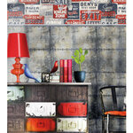 Urban Friends & Coffee Papier peint Panneaux d'affichage Bleu et rouge