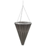 vidaXL Paniers suspendus à fleurs 2 Pièces Résine tressée Gris