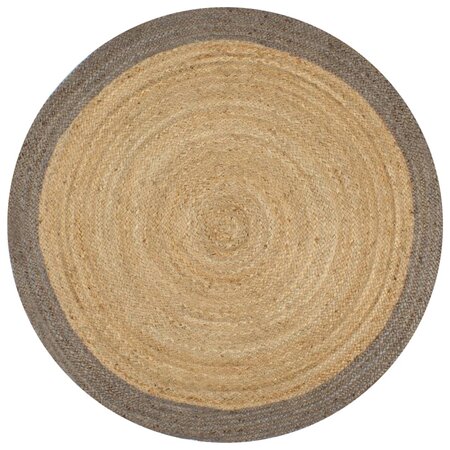 vidaXL Tapis fait à la main Jute avec bord gris 150 cm