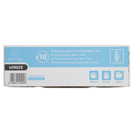 Bobine Pour Tickets De Carte Bancaire 60x47mm - 25m - 1 Pli Thermique 55g/m2. - X 30 - Exacompta