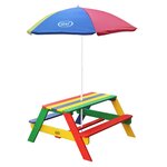 AXI Table de pique-nique pour enfants Nick avec parasol Arc-en-ciel