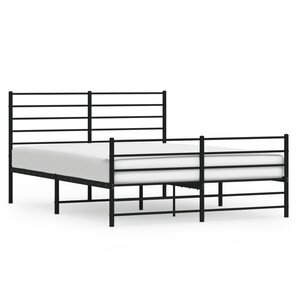 vidaXL Cadre de lit métal avec tête de lit/pied de lit noir 160x200 cm