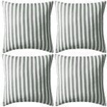 vidaXL Oreiller d'extérieur 4 Pièces Impression rayure 45 x 45 cm Gris