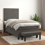 vidaXL Lit à sommier tapissier avec matelas Gris foncé 100x200 cm