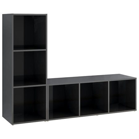 vidaXL Meubles TV 2 Pièces Gris brillant 107x35x37 cm Aggloméré