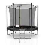 Trampoline extérieur classique 8ft ø244cm avec coussin de protection réversible bleu/noir  echelle et filet de sécurité