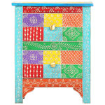 vidaXL Table de chevet peinte à la main 40x30x50 cm Bois de manguier