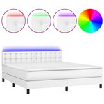 vidaXL Sommier tapissier et matelas et LED Blanc 180x200 cm Similicuir