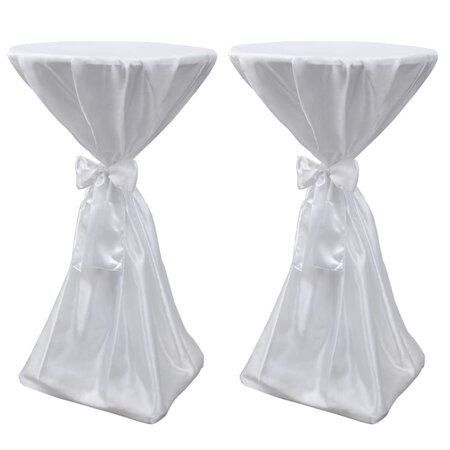 Housse de table blanche avec ruban 70 cm 2 pièces