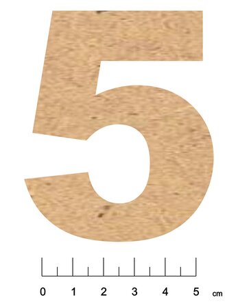 Chiffre en bois MDF adhésif 7 5cm Chiffre 5