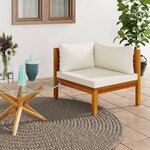 vidaXL Canapé d'angle sectionnel et coussin blanc crème Bois d'acacia